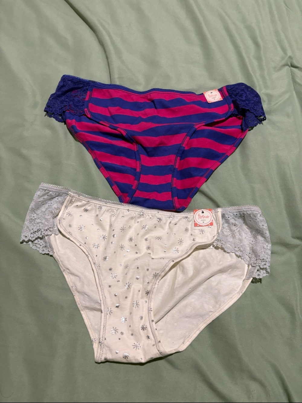 2 pr Lace Waist Cotton Panty Dolphin Style
